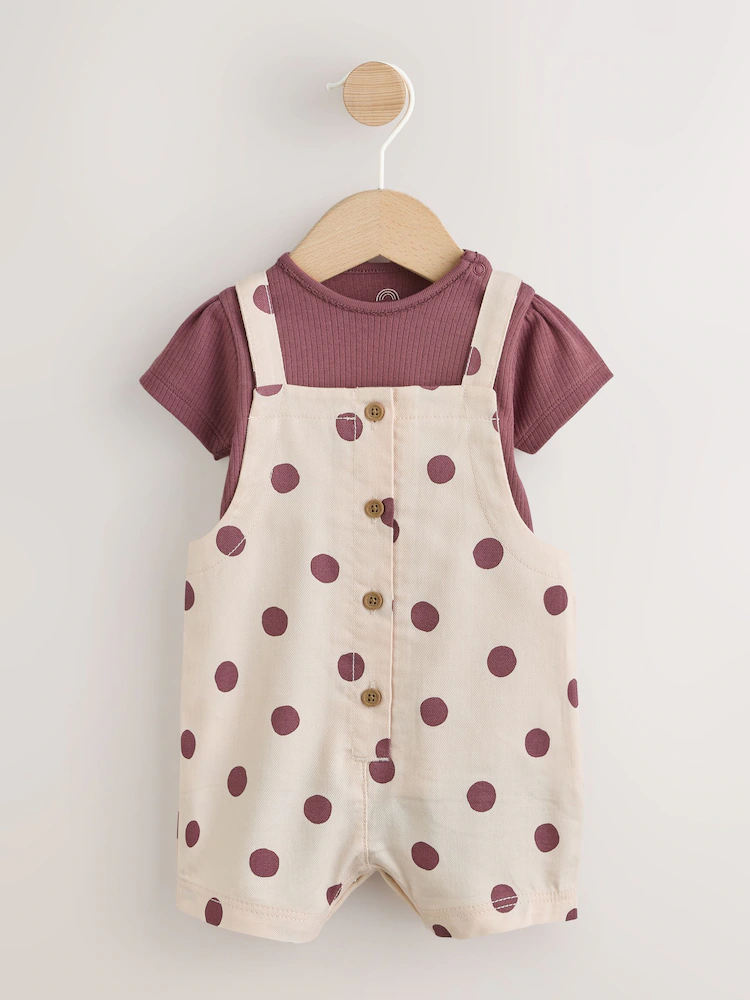 burgundy/ecru spot woven baby dungaree and bodysuit 2 piece set (0mths 2yrs) burgundy/ecru spot woven baby dungaree and bodysuit 2 piece set (0mths 2yrs)
