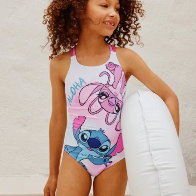 blue stitch double strap swimsuit (3 16yrs)