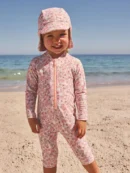 coral pink ditsy floral long leg sunsafe swimsuit (3mths 7yrs)