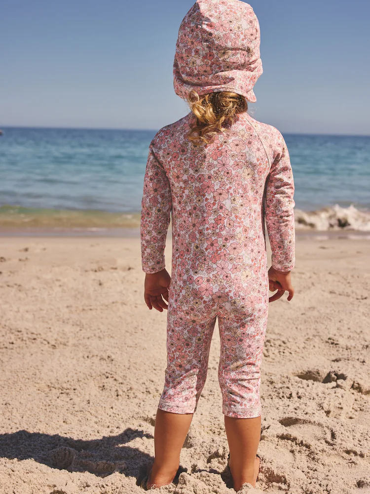 coral pink ditsy floral long leg sunsafe swimsuit (3mths 7yrs) coral pink ditsy floral long leg sunsafe swimsuit (3mths 7yrs)