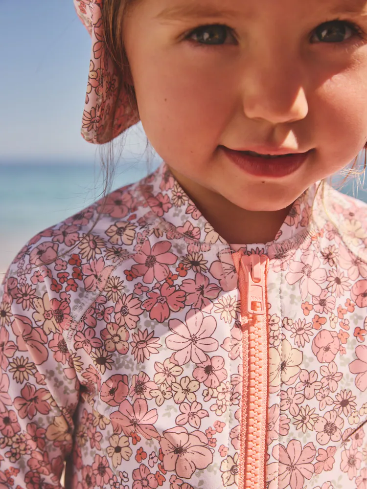 coral pink ditsy floral long leg sunsafe swimsuit (3mths 7yrs) coral pink ditsy floral long leg sunsafe swimsuit (3mths 7yrs)
