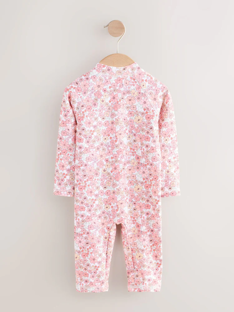 coral pink ditsy floral long leg sunsafe swimsuit (3mths 7yrs) coral pink ditsy floral long leg sunsafe swimsuit (3mths 7yrs)