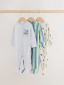 multi safari two way zip baby sleepsuits 3 pack (0mths 2yrs) (copy)