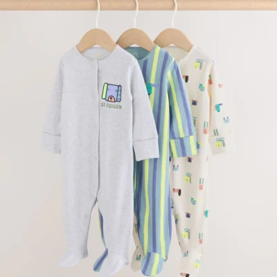 multi safari two way zip baby sleepsuits 3 pack (0mths 2yrs) (copy)