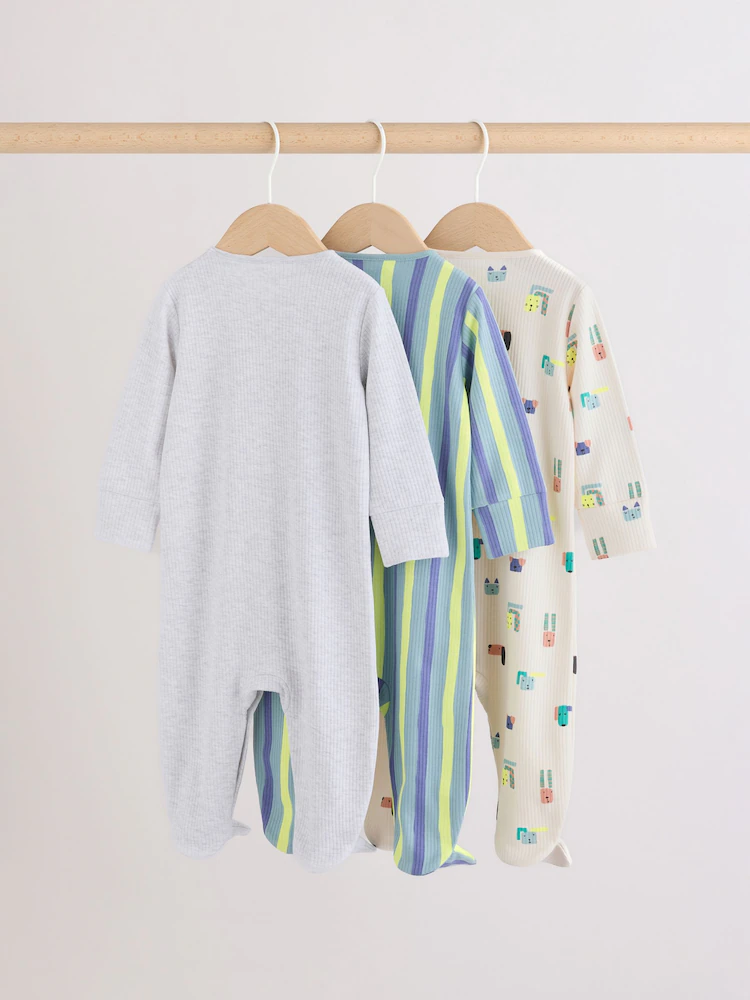 blue dog two way zip baby sleepsuits 3 pack (0mths 2yrs) blue dog two way zip baby sleepsuits 3 pack (0mths 2yrs)