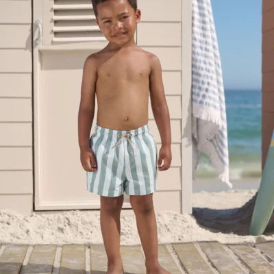 green and white stripe printed swim shorts (3mths 7yrs)