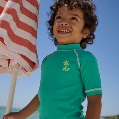 blue/ecru seagull short sleeve sunsafe rash vest and swim shorts set (3mths 7yrs) (copy)