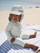 light blue striped sunsafe swimsuit and hat set (3mths 7yrs) (copy)