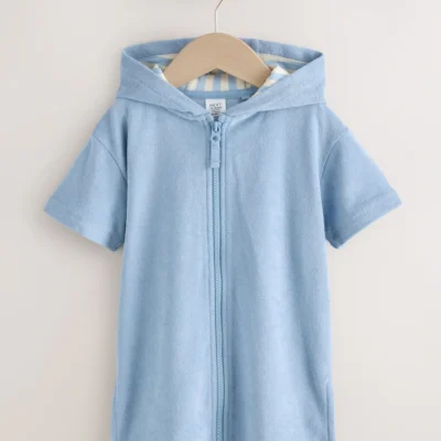 sage green towelling zip through cover up (3mths 7yrs) (copy)