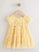 yellow ditsy baby mesh dress (0mths 2yrs) immediate
