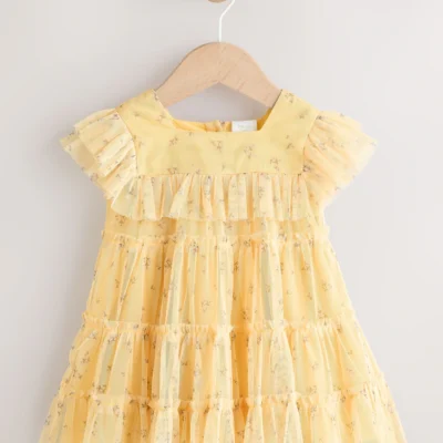 yellow ditsy baby mesh dress (0mths 2yrs) immediate