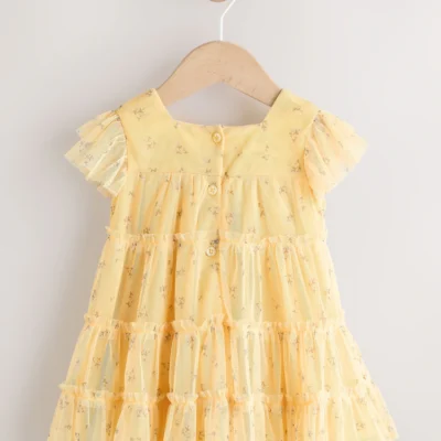 yellow ditsy baby mesh dress (0mths 2yrs) immediate