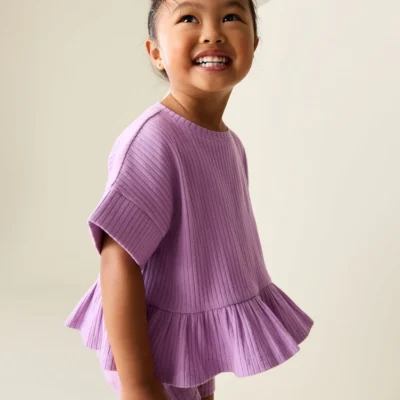 green ditsy floral ribbed top and cycle shorts set (3mths 7yrs) (copy)