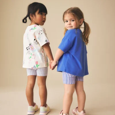 blue/pink top & cycle shorts set 2 pack (3mths 7yrs) (copy)