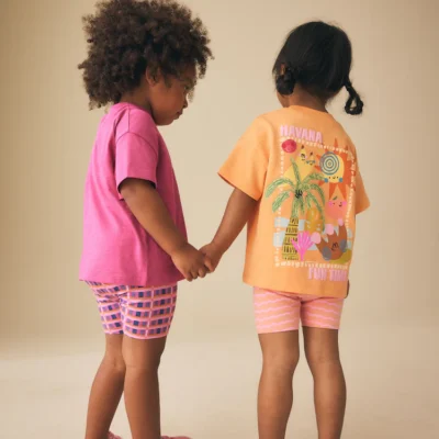 pink/yellow top & cycle shorts set 2 pack (3mths 7yrs) (copy)