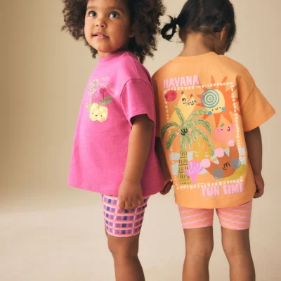 pink/yellow top & cycle shorts set 2 pack (3mths 7yrs) (copy)