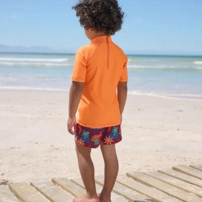 neutral striped sunsafe swimsuit and hat set (3mths 7yrs)