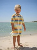blue/green stripe towelling zip through cover up (3mths 7yrs) (copy)