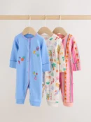 blue/pink baby sleepsuits 3 pack (0mths 3yrs)