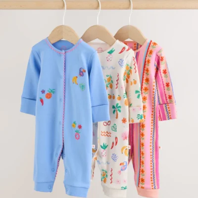 blue/pink baby sleepsuits 3 pack (0mths 3yrs)