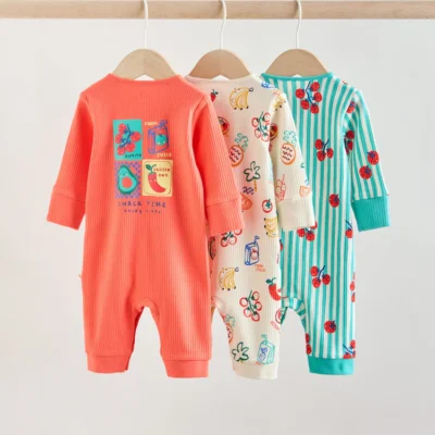 multi chilli print baby sleepsuits 3 pack (0mths 3yrs)