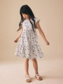 lilac floral angel sleeve crinkle dress (3 16yrs) (copy)