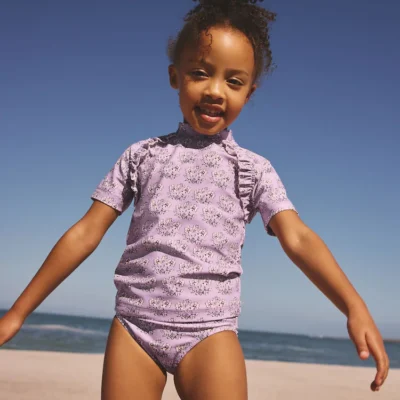 lilac purple butterfly foil short sleeved sunsafe swim set (3mths 10yrs) (copy)