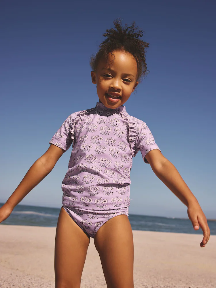 lilac purple butterfly foil short sleeved sunsafe swim set (3mths 10yrs) (copy)