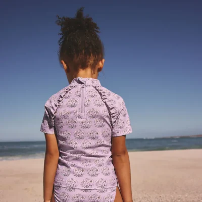 lilac purple butterfly foil short sleeved sunsafe swim set (3mths 10yrs) (copy)