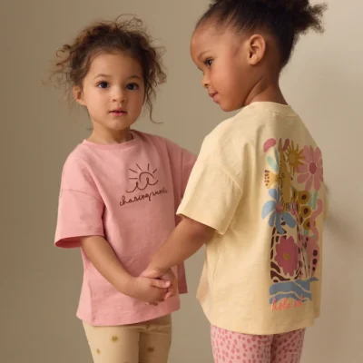 pink/yellow top & cycle shorts set 2 pack (3mths 7yrs)