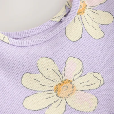 lilac daisy short sleeve ribbed dress (3mths 7yrs) immediate