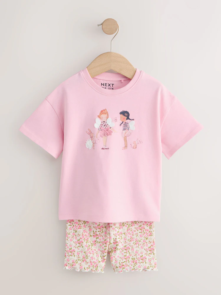 pink fairy t shirt and cycle shorts set (3mths 7yrs) pink fairy t shirt and cycle shorts set (3mths 7yrs)