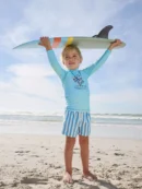 blue long sleeve sunsafe rash vest and swim shorts set (3mths 7yrs)