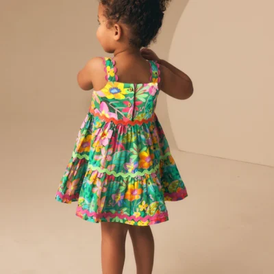 green tropical ric rac summer dress (3mths 8yrs)