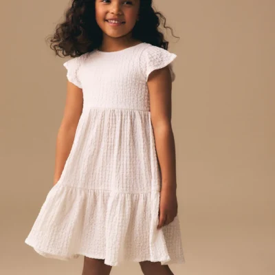 pink ditsy angel sleeve crinkle dress (3 16yrs) (copy)