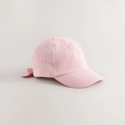 pink bow back cap (3mths 10yrs)