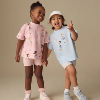 pink/cream top & cycle shorts set 2 pack (3mths 7yrs) (copy)