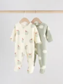 sage green apple baby micro fleece two way zip sleepsuits 2 pack