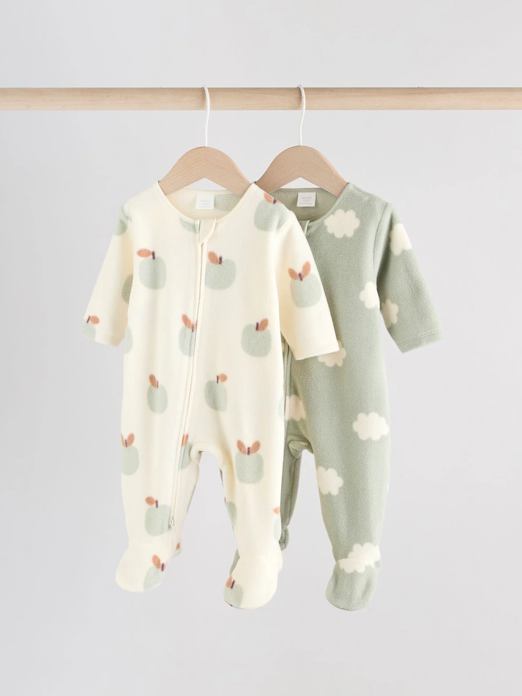sage green apple baby micro fleece two way zip sleepsuits 2 pack sage green apple baby micro fleece two way zip sleepsuits 2 pack