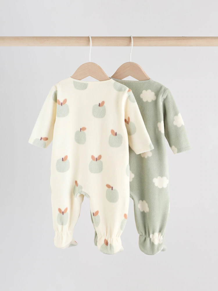 sage green apple baby micro fleece two way zip sleepsuits 2 pack sage green apple baby micro fleece two way zip sleepsuits 2 pack