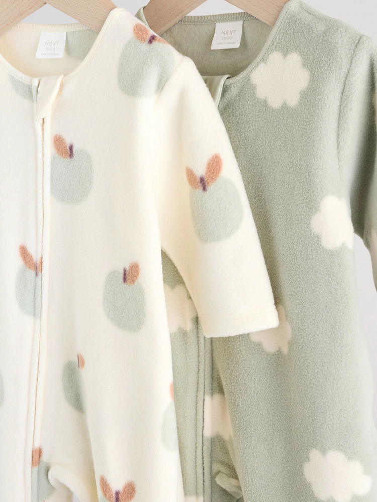 sage green apple baby micro fleece two way zip sleepsuits 2 pack sage green apple baby micro fleece two way zip sleepsuits 2 pack