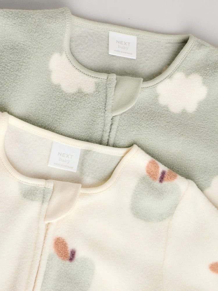 sage green apple baby micro fleece two way zip sleepsuits 2 pack sage green apple baby micro fleece two way zip sleepsuits 2 pack