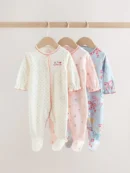 blue/pink baby sleepsuits 3 pack (0mths 2yrs)
