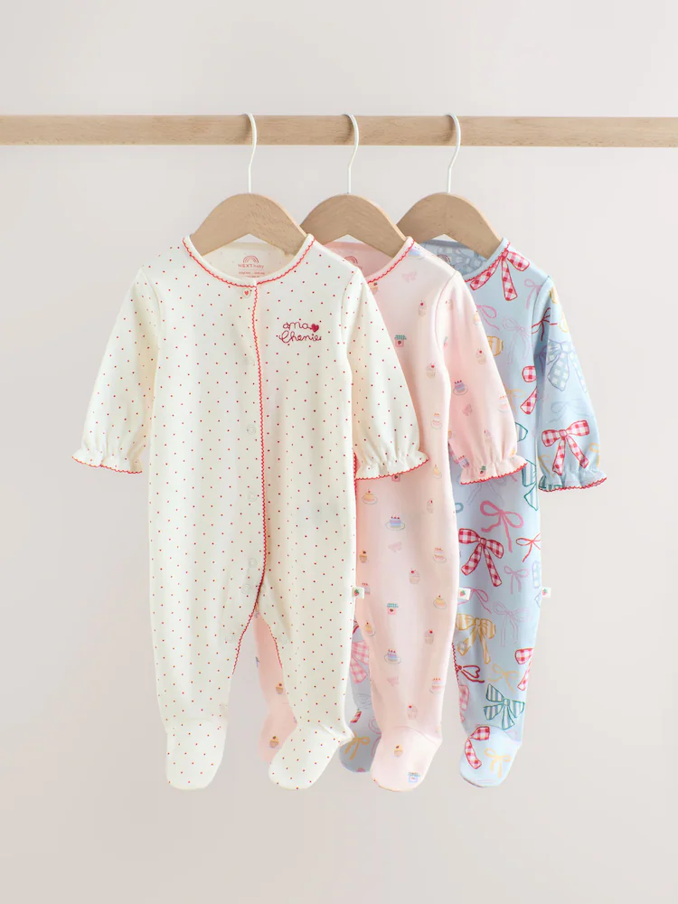 blue/pink baby sleepsuits 3 pack (0mths 2yrs) blue/pink baby sleepsuits 3 pack (0mths 2yrs)