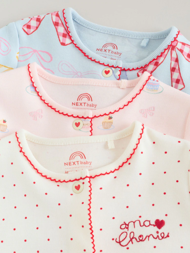 blue/pink baby sleepsuits 3 pack (0mths 2yrs) blue/pink baby sleepsuits 3 pack (0mths 2yrs)