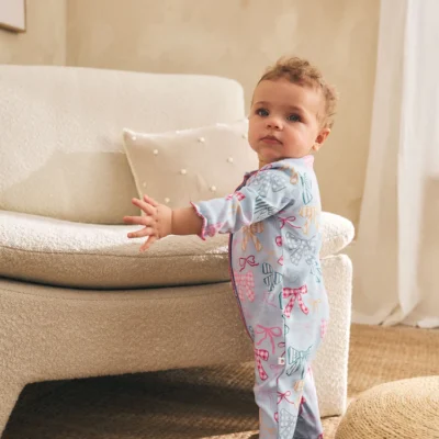 blue/pink baby sleepsuits 3 pack (0mths 2yrs)