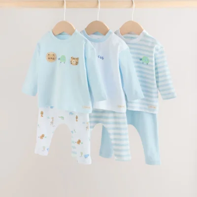 blue safari baby top & leggings 6 piece set (0mths 3yrs)