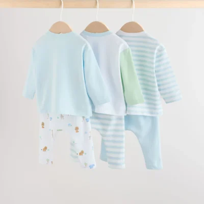 blue safari baby top & leggings 6 piece set (0mths 3yrs)