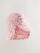 coral pink ditsy floral print swim legionnaire hat (3mths 10yrs)