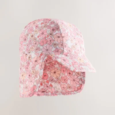 coral pink ditsy floral print swim legionnaire hat (3mths 10yrs)